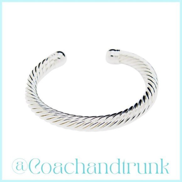 Twisted Silver Torque Bangle Cuff Bracelet Unisex NWT - Picture 3 of 4
